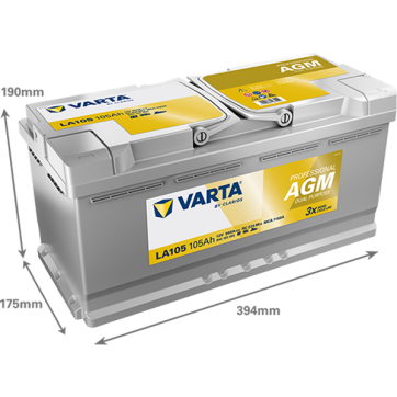 Varta Prof. Dual Purpose AGM 12V 105Ah